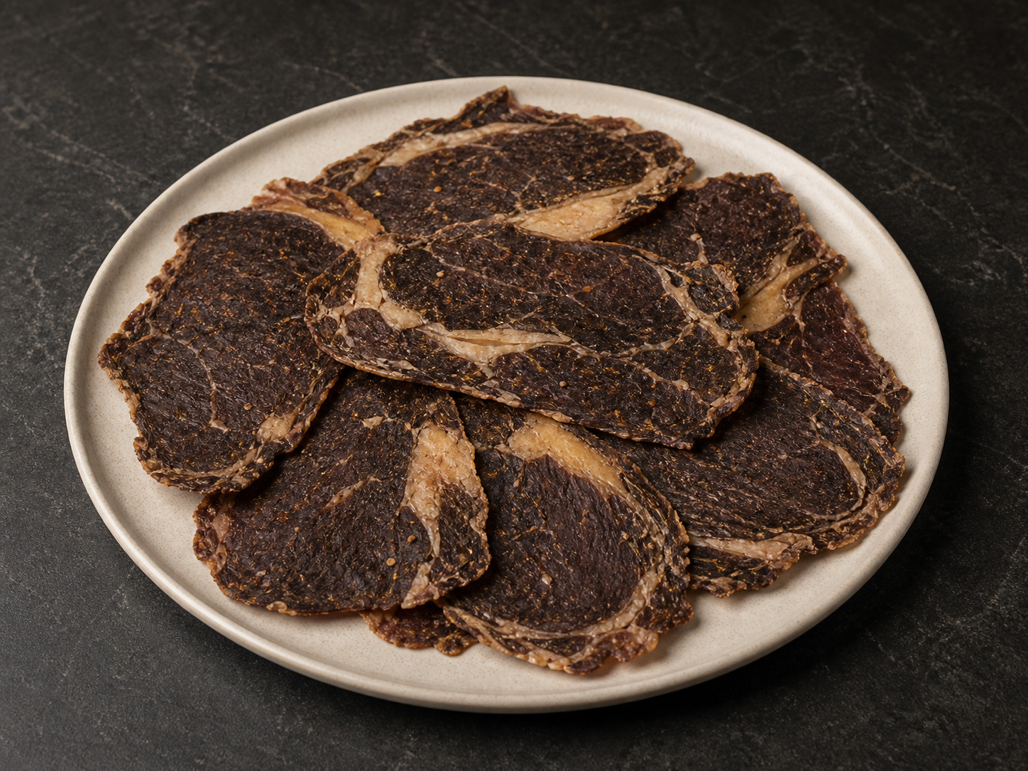 Plate of air-baked steak chips