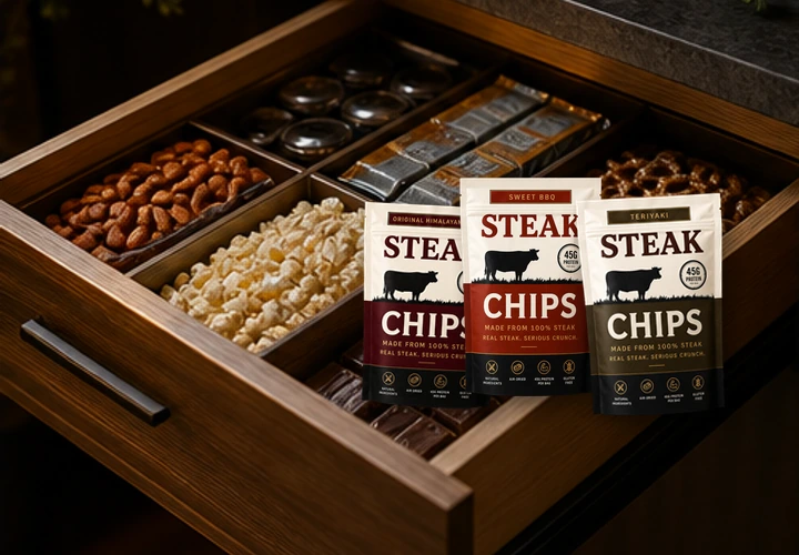 Steak Chips in a family snack drawer