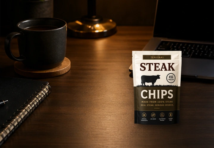 Steak Chips on an office desk