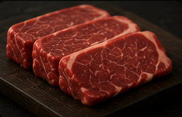 Raw marbled ribeye beef steaks